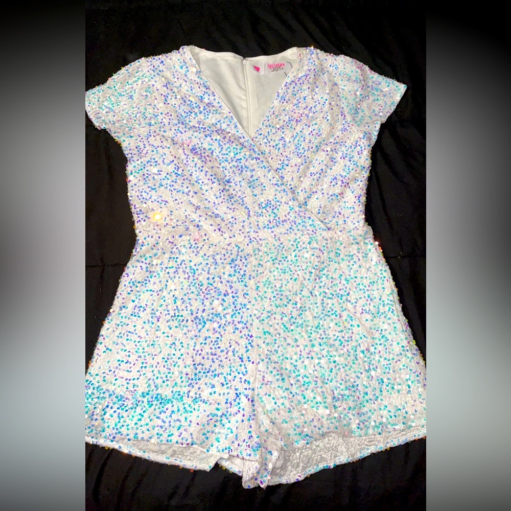 NWT White Sequin Romper